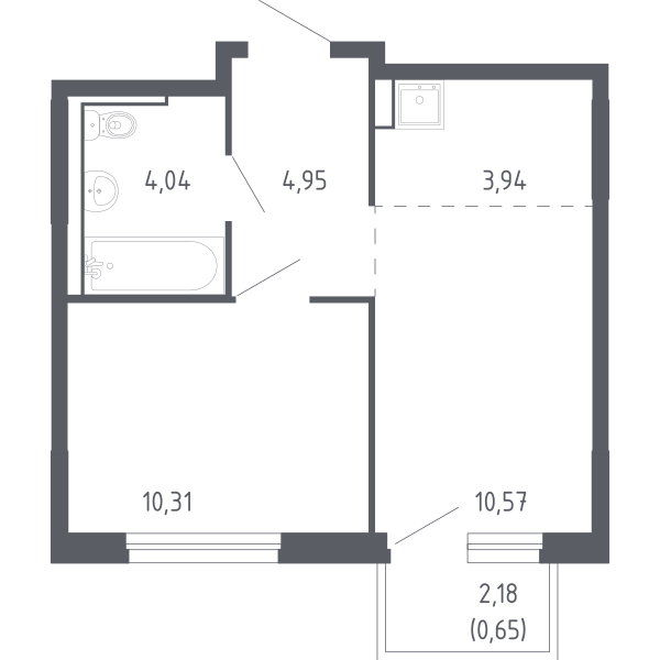 Планировка: Евродвушка 34.5 м² в ЖК Чаркова 72, Мыс