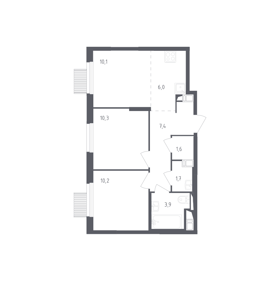 Купить 3-комнатную квартиру №24 в корпусе №3 в ЖК «Мытищи Парк» от ...