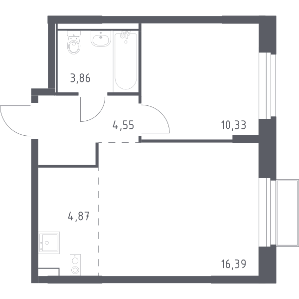 Купить 1-комнатную квартиру №72 в корпусе №1 в ЖК «Квартал Марьино» от ...