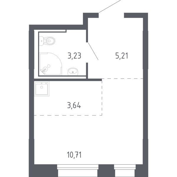 Планировка: Студия 22.8 м² в ЖК Чаркова 72, Мыс