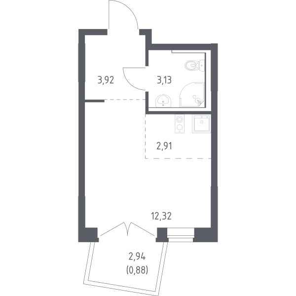 Купить 1-комнатную студийную квартиру №39 в корпусе №4 в ЖК «Квартал ...