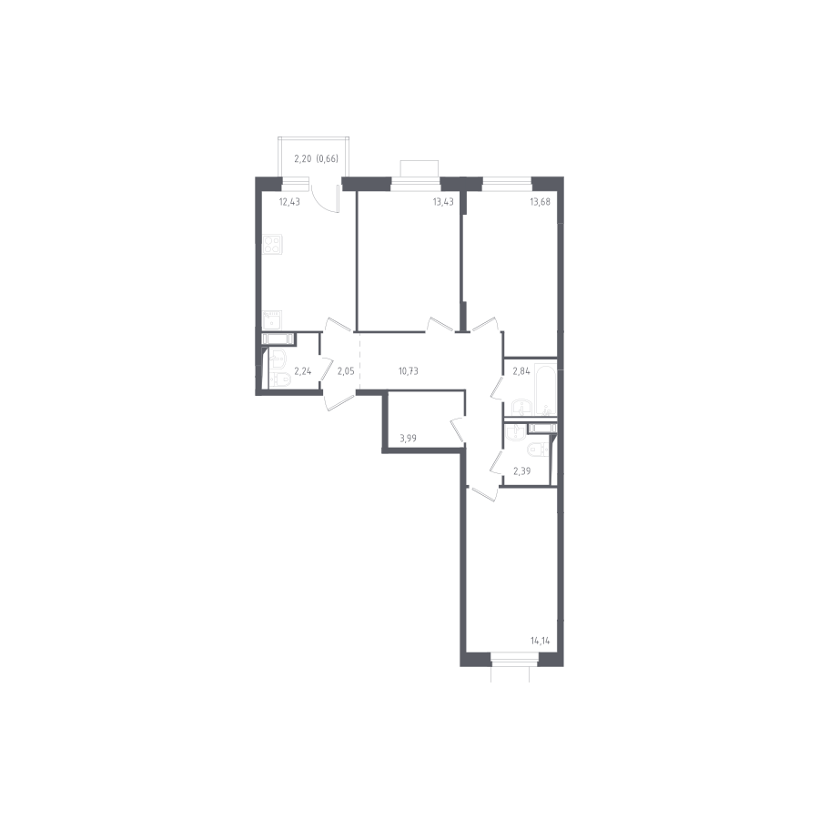 Купить 3-комнатную квартиру №621 в корпусе №1.2 в ЖК «Пятницкие Луга ...