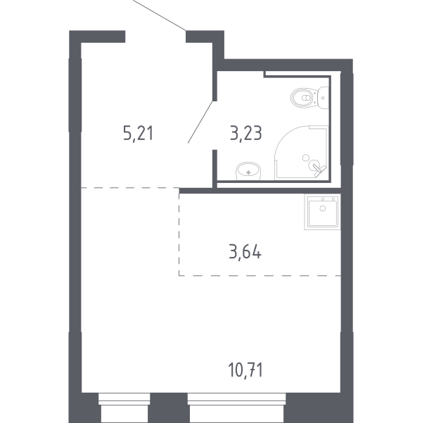 Планировка: Студия 22.8 м² в ЖК Чаркова 72, Мыс