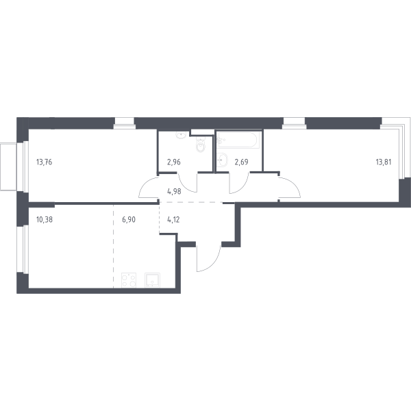 Купить 2-комнатную квартиру №102 в корпусе №2 в ЖК «Квартал Марьино» от ...