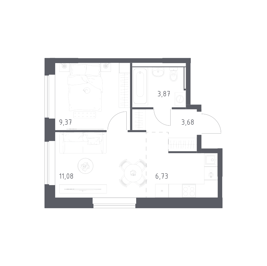 Купить 1-комнатную квартиру №261 в корпусе №13.2 в ЖК «Пригород Лесное ...
